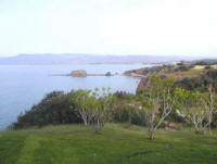 The view from Latchi near the baths of Aphrodite towards Polis and Pomos in Cyprus